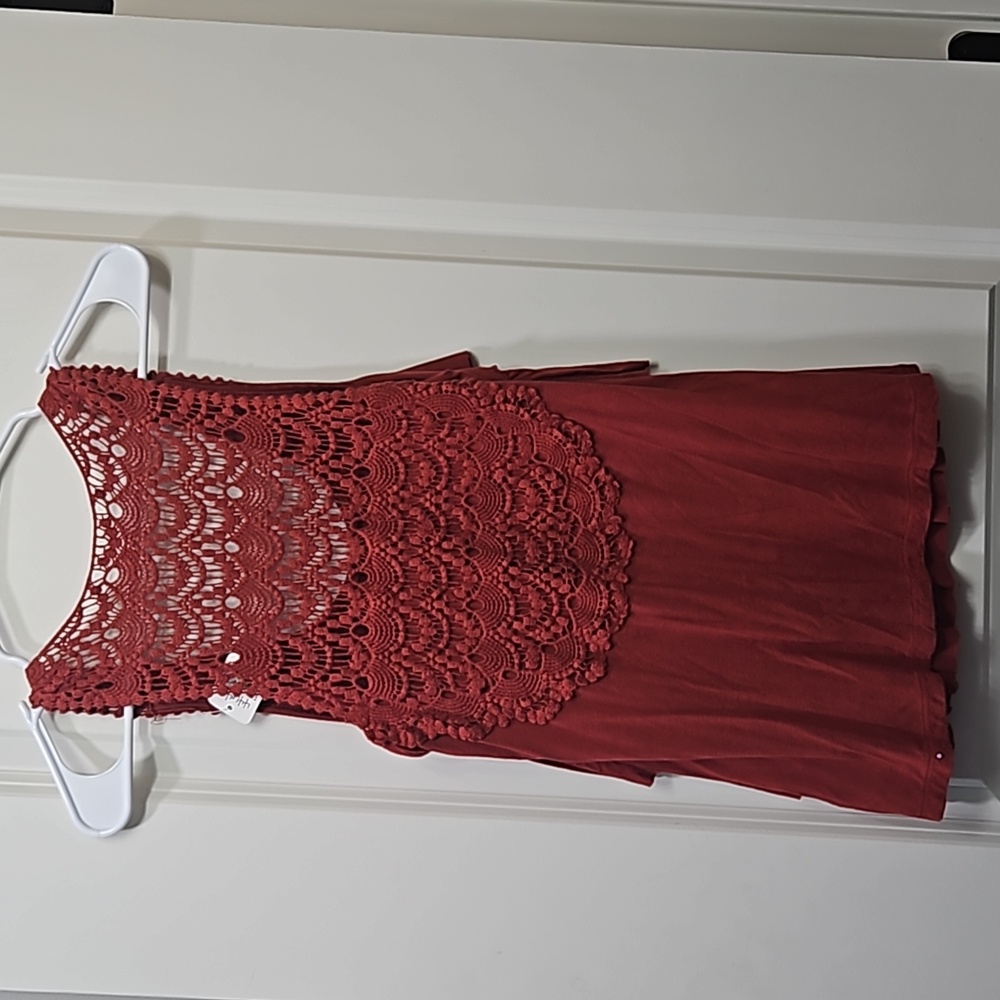 Forever 21 Tank Size Small Rust Color Lace Ruffle - Picture 2 of 5